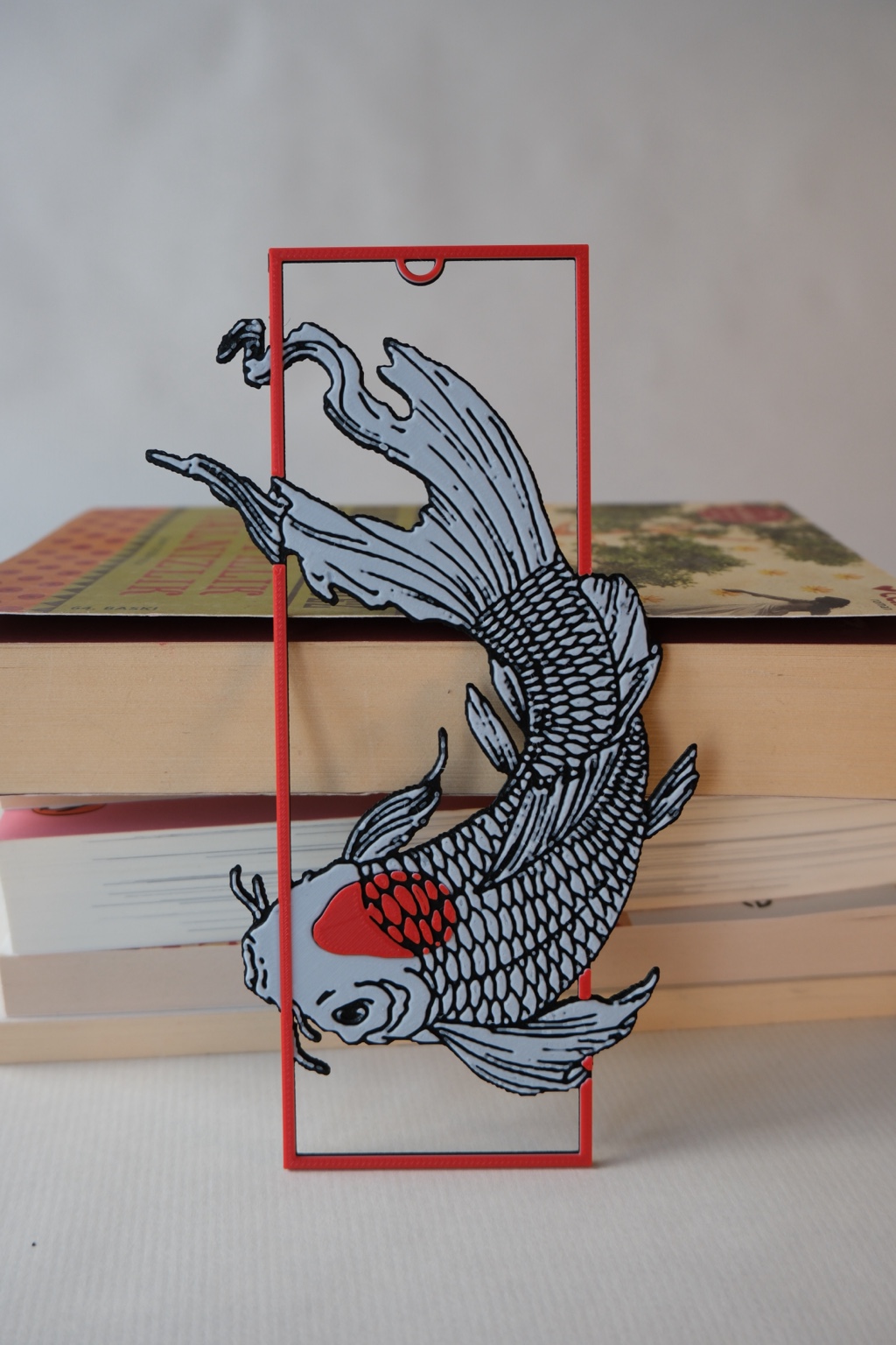 Red and white koi fish 3D printed bookmark